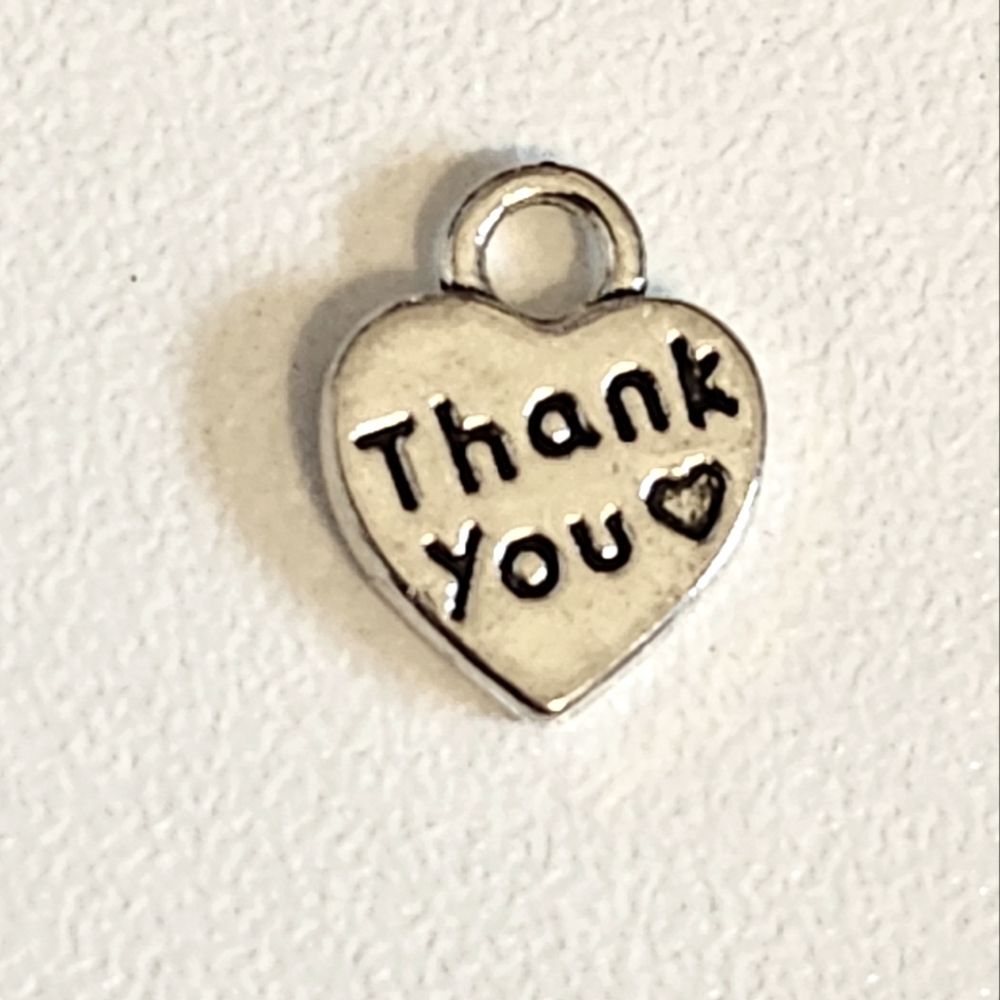 THANK YOU, Silver-toned charms, 48 pieces, NIB, crafts keychains gifts jewelry